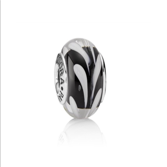Set 3 retired black glass swirl Pandora charms - Picture 2 of 4